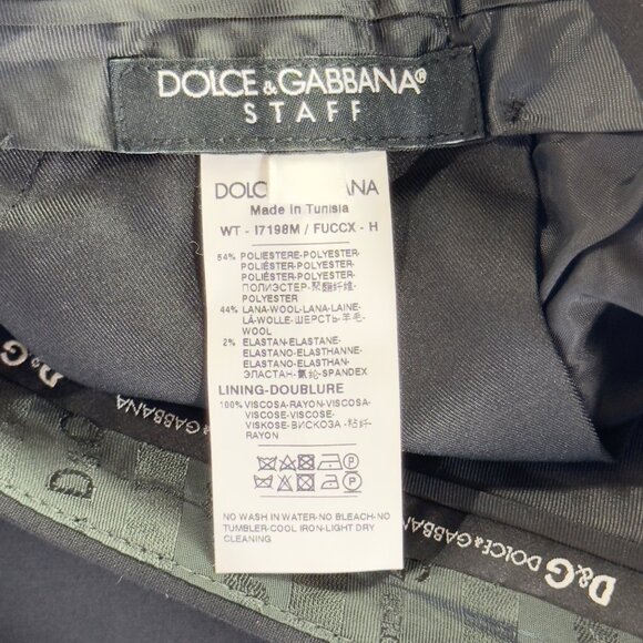 DOLCE & GABBANA Staff Men's Black Dress Pants Wool Blend Stretch Size 56 Eur - Picture 9 of 12